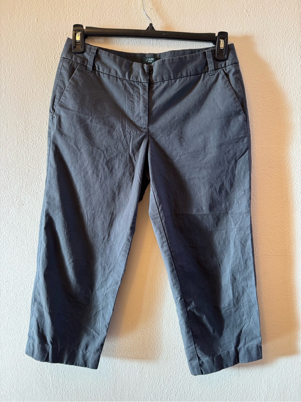 J. Crew Grey Cropped Capri Pants Flat Front Chino Trousers Size 4